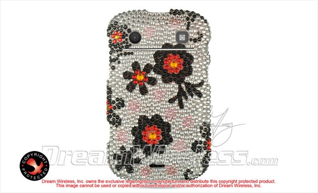 Picture of DreamWireless FDBB9900SLBKDA Blackberry Bold Touch 9900 9930 Full Diamond Case- Silver With Black Daisy
