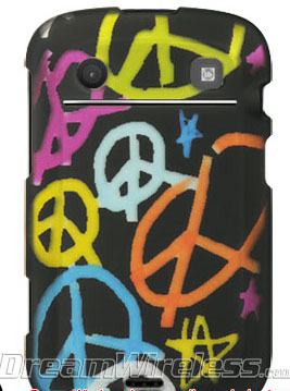 Picture of DreamWireless CRBB9900BKHDPS Blackberry Bold Touch 9900 Crystal Rubber Case Black Handmade Peace Sign