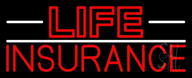 Everything Neon N105-3358 Double Stroke Red Life Insurance with White Lines LED Neon Sign 10 x 24 - inches