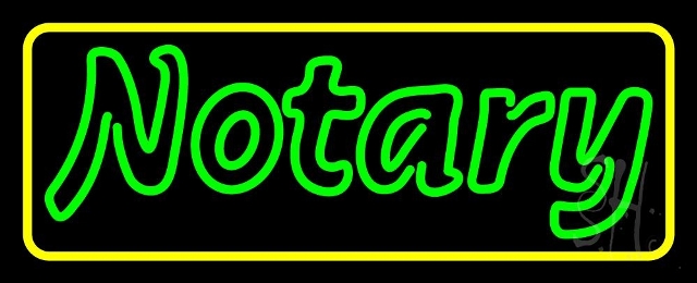 Everything Neon N105-3473 Green Notary Yellow Border LED Neon Sign 10 x 24 - inches