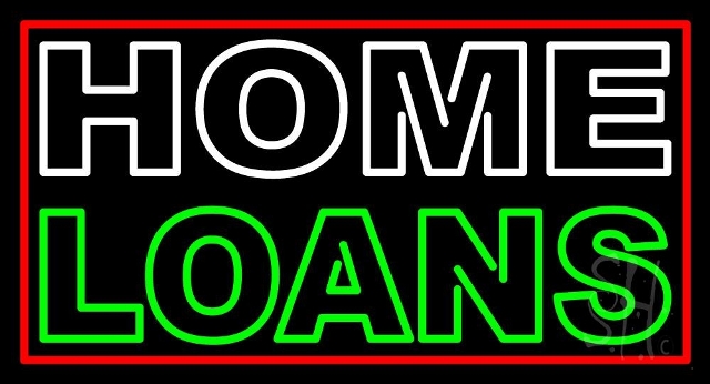 Everything Neon N105-3832 Double Stroke Home Loans With Red Border LED Neon Sign 13 x 24 - inches