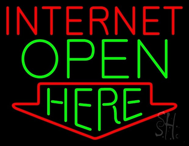 Everything Neon N105-3945 Internet Open Here LED Neon Sign 15 x 19 - inches