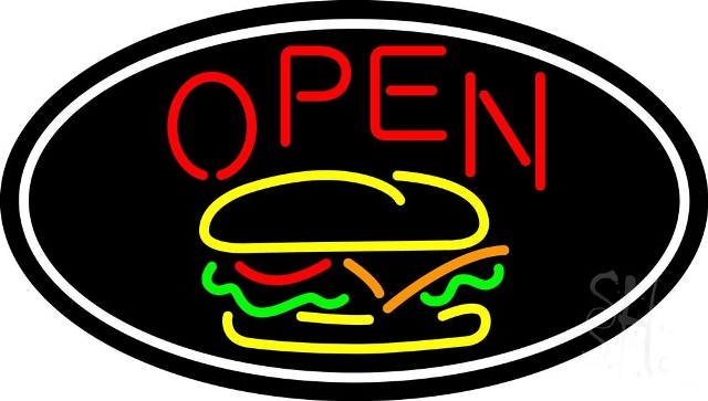 Everything Neon N105-4170 Burger Open Oval LED Neon Sign 10 x 24 - inches