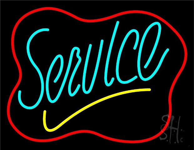 Everything Neon N105-4784 Blue Service Cursive 2 LED Neon Sign 15 x 19 - inches