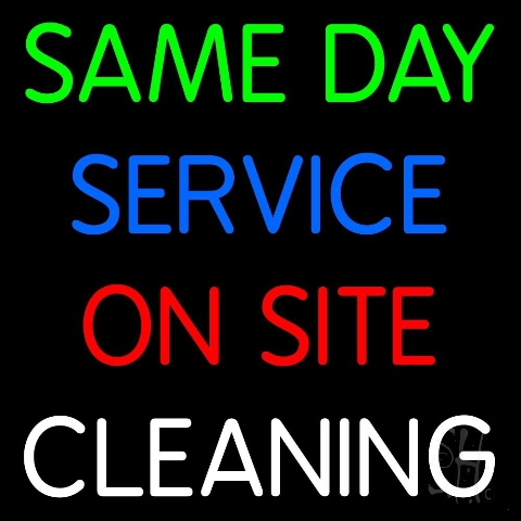 Everything Neon N105-5025 Same Day Service On Site Cleaning Block LED Neon Sign 16 x 16 - inches