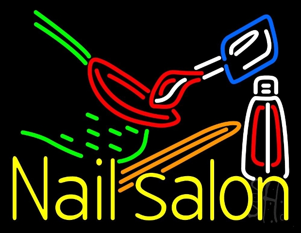 Sign Store N105-2914-clear 31 x 1 x 24 in. Nail Salon Logo Neon Sign - Green- Orange- Red- White- Blue And Pink