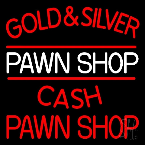 Sign Store N105-3009-clear 24 x 1 x 24 in. Gold And Silver Pawn Shop Neon Sign - Red And White