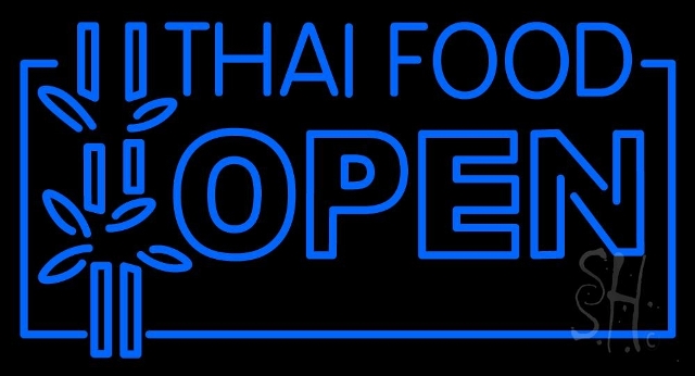 Sign Store N105-3034-clear 37 x 1 x 20 in. Thai Food Open Neon Sign - Blue -  The Sign Store