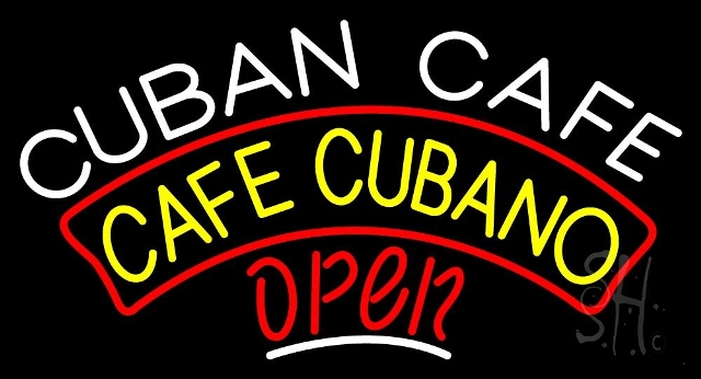Sign Store N105-3536-clear 37 x 1 x 20 in. Cuban Cafe Open Neon Sign - White- Red And Yellow