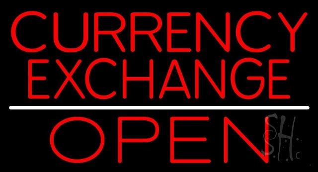 Sign Store N105-3541-clear 37 x 1 x 20 in. Currency Exchange Open Line Neon Sign - Red And White