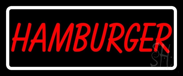 Sign Store N105-4558-clear 24 x 1 x 10 in. Hamburger With Border Neon Sign - Red And White