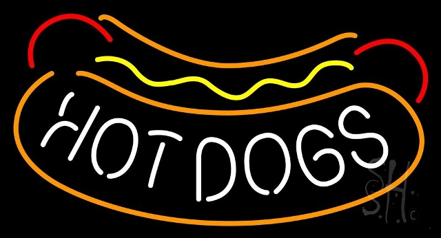Sign Store N105-4560-clear 37 x 1 x 20 in. Hot Dogs Logo Neon Sign - Red- Yellow- Orange And White