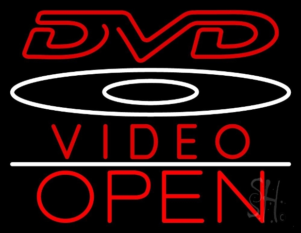 Sign Store N105-3592-clear 31 x 1 x 24 in. Dvd Video With Cd Logo Open Neon Sign - Red And White