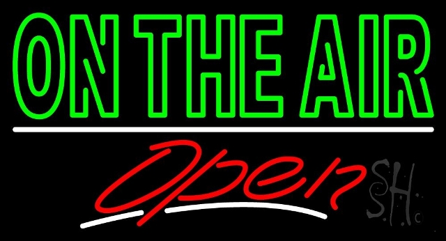 Sign Store N105-3631-clear 37 x 1 x 20 in. On The Air Open Line Neon Sign - Green- Red And White