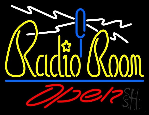 Sign Store N105-3644-clear 31 x 1 x 24 in. Radio Room Open Neon Sign - Blue- Red- Yellow And White