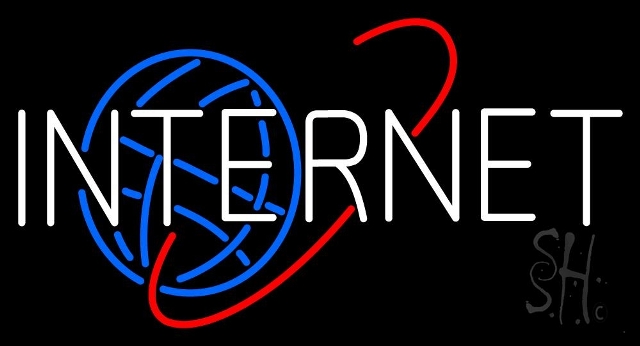 Sign Store N105-3677-clear 37 x 1 x 20 in. Internet Neon Sign - White- Red And Blue
