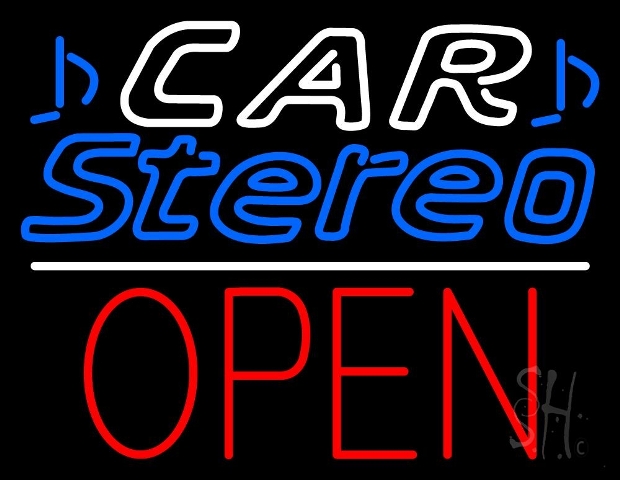 Sign Store N105-3684-clear 31 x 1 x 24 in. Car Stereo Open Line Neon Sign - Blue- White And Red
