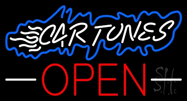 Sign Store N105-3686-clear 37 x 1 x 20 in. Car Tunes Open Neon Sign - Blue- Red And White