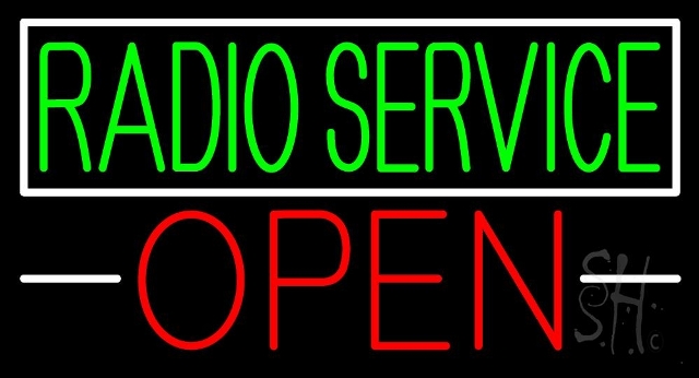 Sign Store N105-3731-clear 37 x 1 x 20 in. Radio Service Open Neon Sign - White- Green And Red