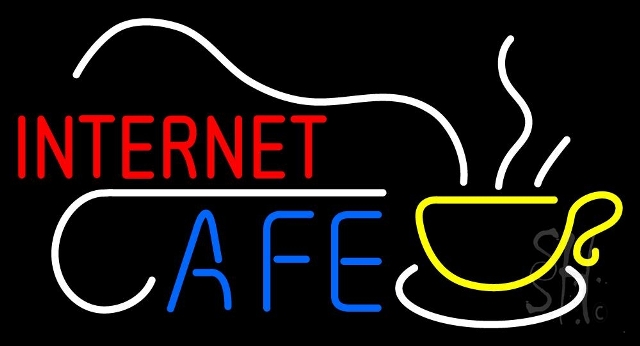 Sign Store N105-3737-clear 37 x 1 x 20 in. Internet Cafe With Logo Neon Sign - Red- White- Yellow And Blue