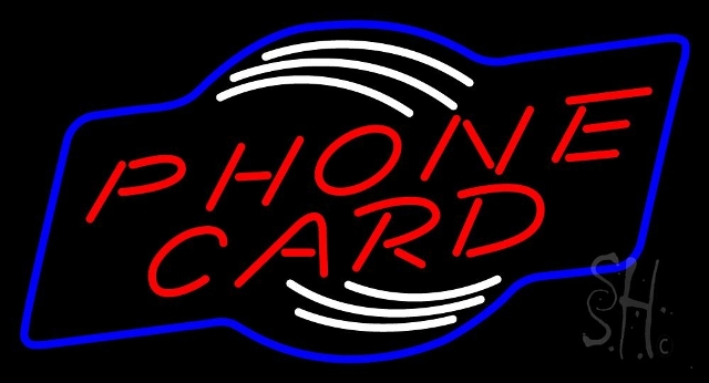 Sign Store N105-3738-clear 37 x 1 x 20 in. Phone Card Neon Sign - Red- Blue And White