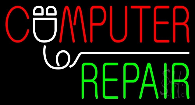 Sign Store N105-4210-clear 37 x 1 x 20 in. Computer Repair Neon Sign - Red- White And Green
