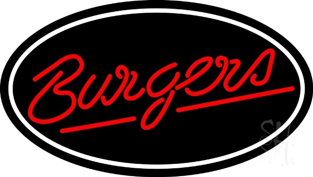 Sign Store N105-4212-clear 30 x 1 x 17 in. Cursive Burgers Oval Neon Sign - Red And White