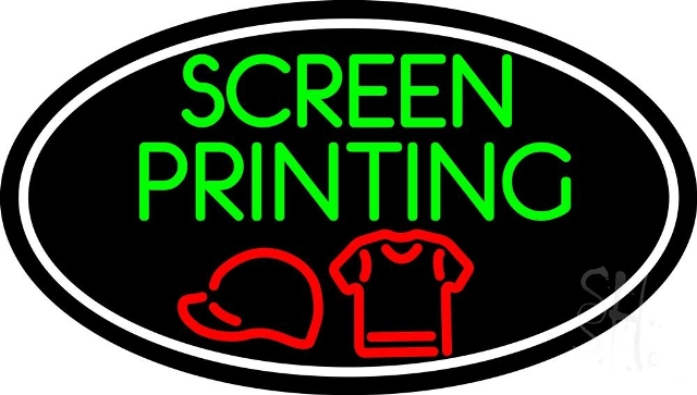 Sign Store N105-4273-clear 30 x 1 x 17 in. Screen Printing With Oval Neon Sign - Red- Green And White
