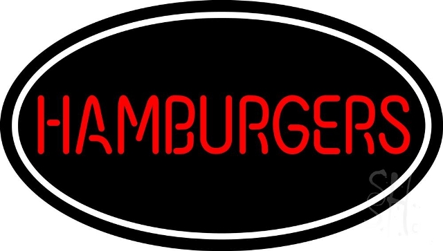 Sign Store N105-4570-clear 30 x 1 x 17 in. Hamburgers Oval Neon Sign - Red And White