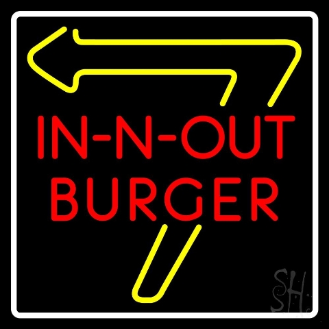 Sign Store N105-4577-clear 24 x 1 x 24 in. In N Out With Arrow Neon Sign - Red- Yellow And White