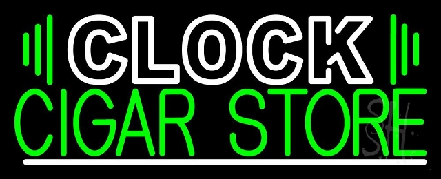 Sign Store N1053775clear 32 x 1 x 13 in Clock Cigar Store Neon Sign  Green And White