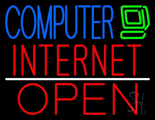 Sign Store N105-3796-clear 31 x 1 x 24 in. Computer Internet Open Neon Sign - Red- Blue- Green And White