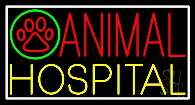 Sign Store N105-4727-clear 37 x 1 x 20 in. Animal Hospital Logo Neon Sign - White- Yellow- Green And Red