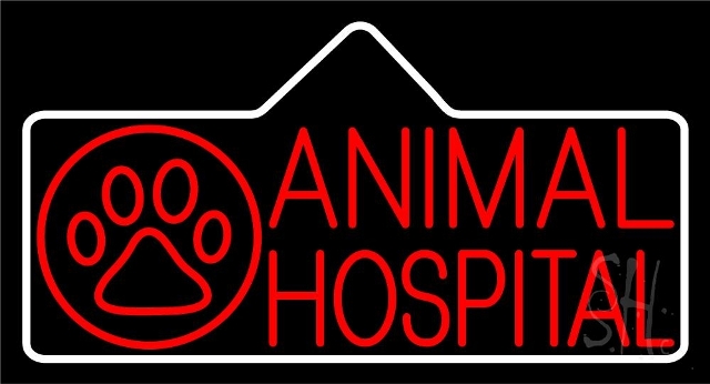 Sign Store N105-4728-clear 37 x 1 x 20 in. Animal Hospital Logo Neon Sign - White And Red
