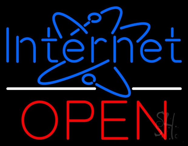Sign Store N105-3947-clear 31 x 1 x 24 in. Internet Open Logo Line Neon Sign - Blue White And Red