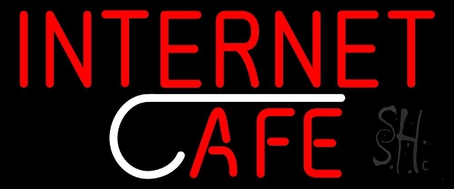 Sign Store N105-3997-clear 24 x 1 x 10 in. Internet Cafe Neon Sign - White And Red