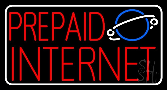 Sign Store N105-4007-clear 37 x 1 x 20 in. Prepaid Internet Neon Sign - Red- Blue And White