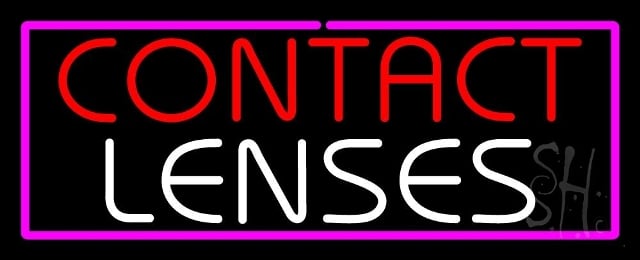 Sign Store N105-4076-clear 32 x 1 x 13 in. Contact Lenses Rectangle Pink Neon Sign - Pink- Red And White