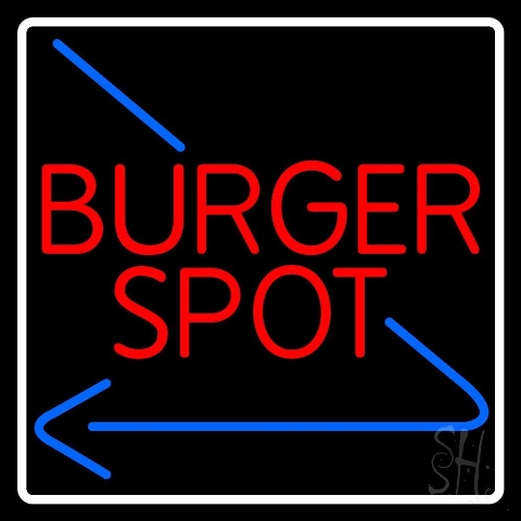 Sign Store N105-4178-clear 24 x 1 x 24 in. Burger Spot Neon Sign - Red- Blue And White