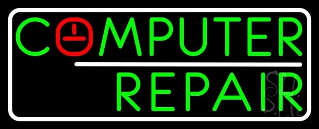 Sign Store N105-4191-clear 32 x 1 x 13 in. Computer Repair Border Neon Sign - Green- Red And White