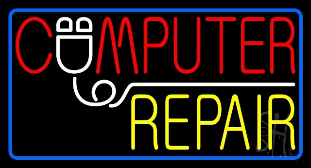 Sign Store N105-4193-clear 37 x 1 x 20 in. Computer Repair Border Neon Sign - White- Red- Yellow And Blue