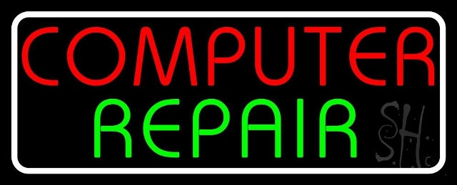 Sign Store N105-4197-clear 32 x 1 x 13 in. Computer Repair Neon Sign - Red- Green And White