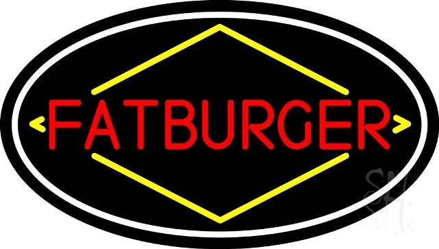 Sign Store N105-4220-clear 30 x 1 x 17 in. Fat Burger Oval Neon Sign - Red- Yellow And White
