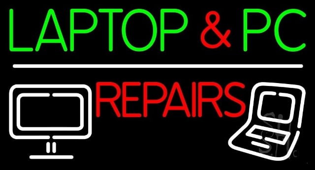 Sign Store N105-4230-clear 37 x 1 x 20 in. Laptop And Pc Repairs Neon Sign - Green- Red And White
