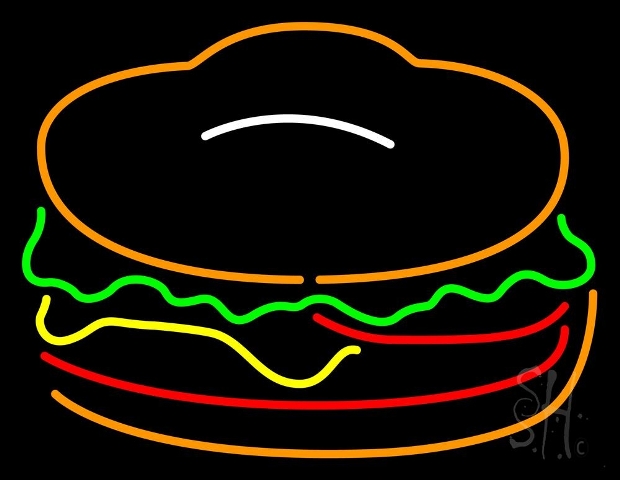 Sign Store N105-4261-clear 31 x 1 x 24 in. Burger Logo Neon Sign - Orange- Red- Green- Yellow And White