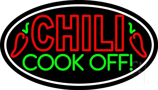 Sign Store N105-4310-clear 30 x 1 x 17 in. Chili Cook Off Oval Neon Sign - Red- White And Green