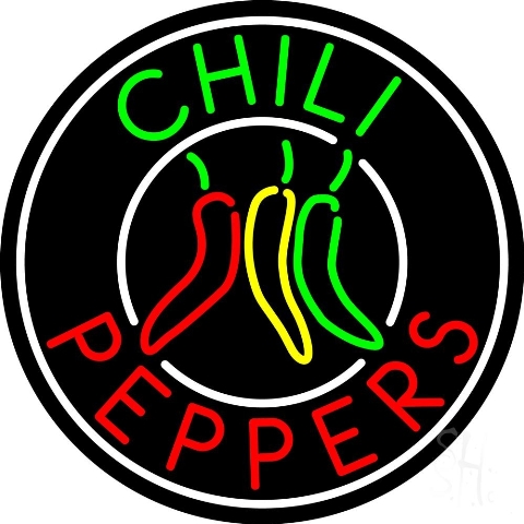 Sign Store N105-4320-clear 26 x 1 x 26 in. Chili Peppers Circle Neon Sign - Yellow- Red- Green And White