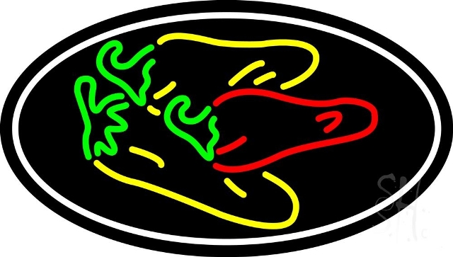 Sign Store N105-4326-clear 30 x 1 x 17 in. Chiles Logo Oval Neon Sign - Red- Yellow- White And Green