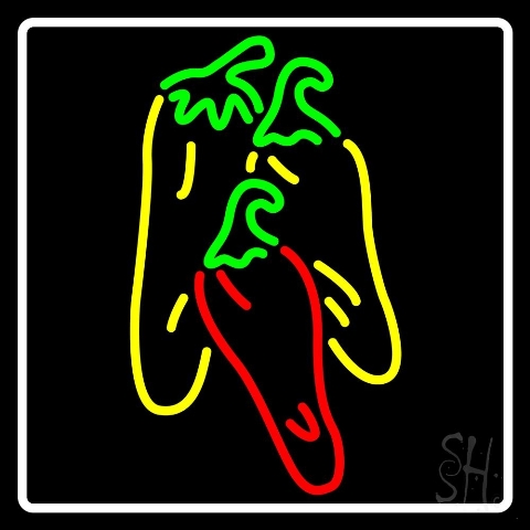 Sign Store N105-4327-clear 24 x 1 x 24 in. Chiles Logo With Border Neon Sign - Red- Yellow- Green And White