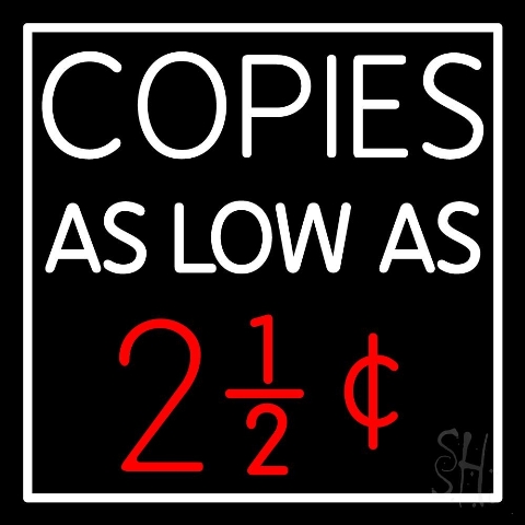 Sign Store N105-4346-clear 24 x 1 x 24 in. Copies As Low Neon Sign - White And Red